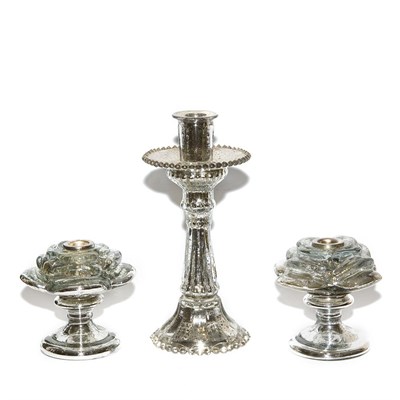 Lot 527 - Pair of Mercury Glass Candlesticks; Together...