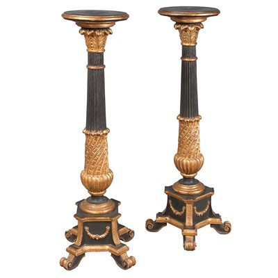 Lot 162 - Pair of Empire Style Painted Wood Pedestals...