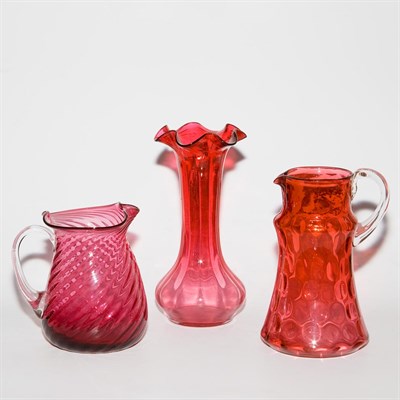 Lot 562 - Group of Seven Cranberry Glass Articles
