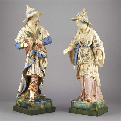 Lot 569 - Pair of Ceramic Figures in Asian Dress Height...