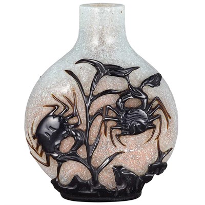 Lot 262 - Chinese Black Over Snowflake Glass Snuff...