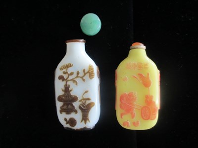Lot 42 - Two Chinese Glass Snuff Bottles 19th Century...
