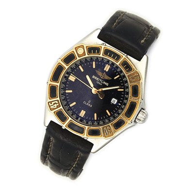 Lot 724 - Lady's Stainless Steel and Gold Wristwatch, Breitling