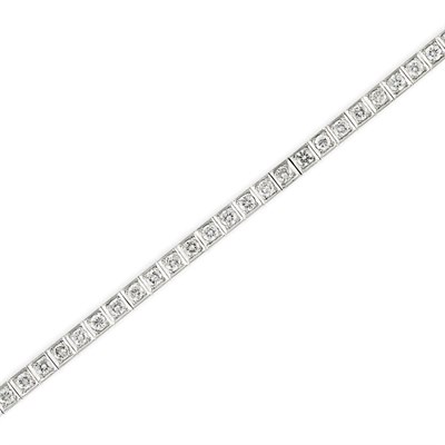 Lot 302 - Platinum and Diamond Straightline Bracelet
