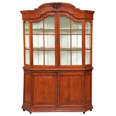 Lot 226 - Dutch Provincial Pine Bookcase Cabinet Height...