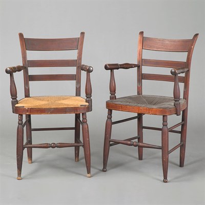 Lot 353 - Pair of American Painted Fancy Armchairs 19th...