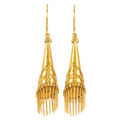 Lot 372 - Pair of Gold Pendant-Earrings