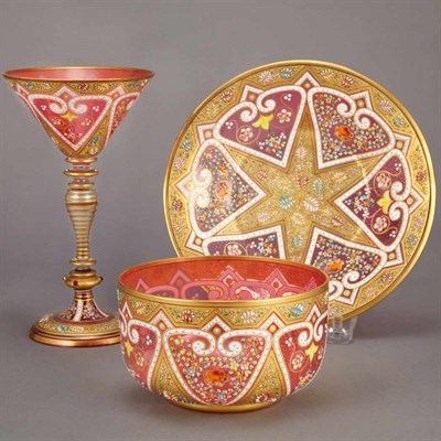 Lot 694 - Bohemian Gilt and Enameled Glass Dessert...