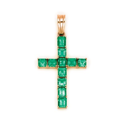 Lot 775 - Gold and Emerald Cross Pendant