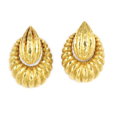 Lot 396 - Pair of Gold Door Knocker Earclips, David Webb