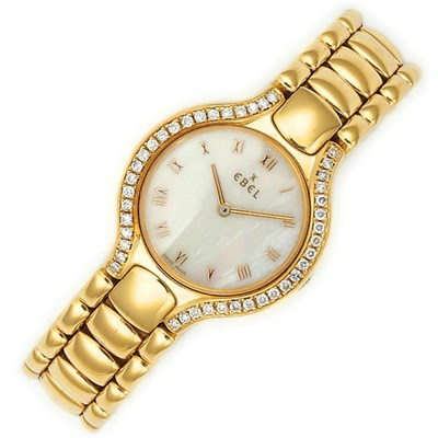 Lot 532 - Gold, Mother-of-Pearl and Diamond Wristwatch, Ebel