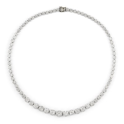 Lot 273 - White Gold and Diamond Floret Necklace