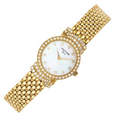 Lot 540 - Gold, Mother-of-Pearl and Diamond Wristwatch