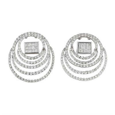 Lot 301 - Pair of White Gold and Diamond Earclips