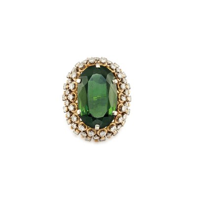 Lot 577 - Gold, Tourmaline and Diamond Ring