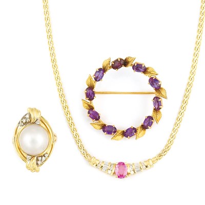 Lot 829 - Group of Gold, Gem-Set and Diamond Jewelry