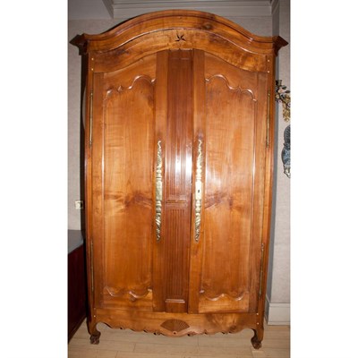 Lot 460 - Provincial Louis XV Fruitwood Armoire Height 8...