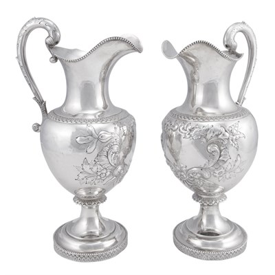 Lot 362 - Associated Pair of American Silver Ewers...