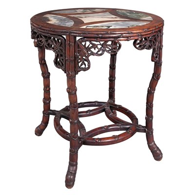 Lot 595A - Chinese Marble Inlaid Hongmu Table 19th...