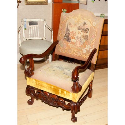 Lot 604 - Baroque Style Needlepoint Upholstered Walnut...