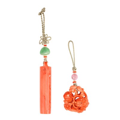 Lot 567 - Two Chinese Coral Pendants 19th Century...