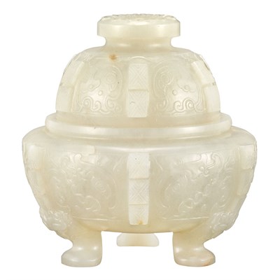 Lot 521 - Chinese White Jade Covered Censer 18th Century...