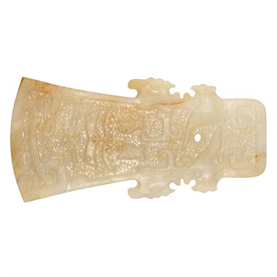 Lot 544 - Chinese White and Chestnut Jade Axe Head 19th...