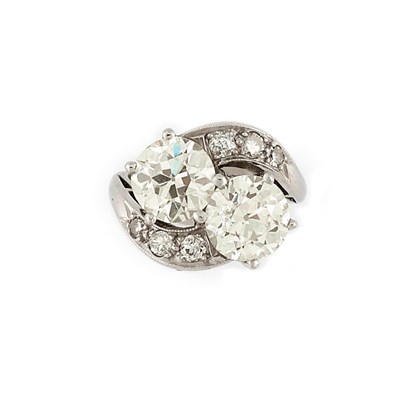 Lot 698 - Platinum and Diamond Crossover Ring
