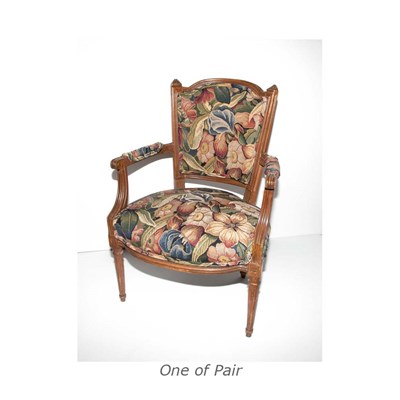 Lot 106 - Pair of Louis XVI Style Walnut Fauteuils