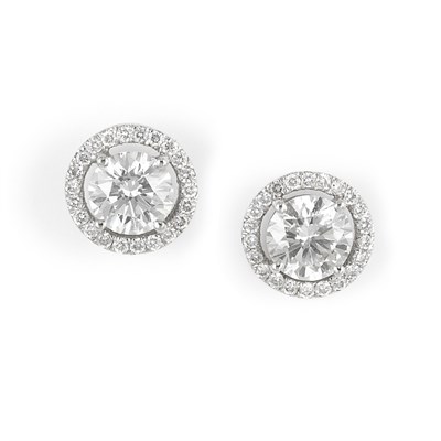 Lot 514 - Pair of White Gold and Diamond Earrings