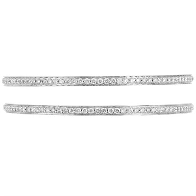 Lot 86 - Pair of White Gold and Diamond Bangle Bracelets