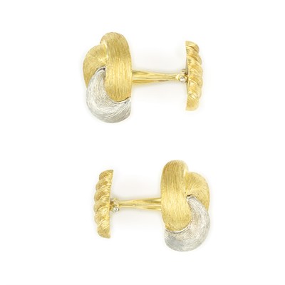 Lot 387 - Pair of Gold and Platinum Cufflinks, Henry Dunay