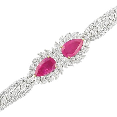 Lot 813 - Platinum, Ruby and Diamond Bracelet