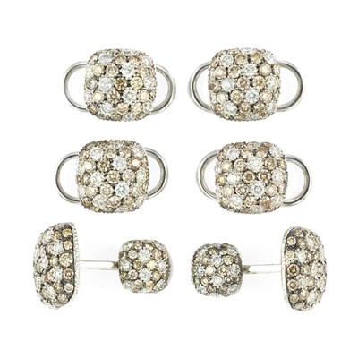 Lot 114 - White Gold, Diamond and Brown Diamond Dress Set