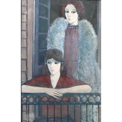 Lot 57 - Charles Levier French, 1920-2003 Two Women at...