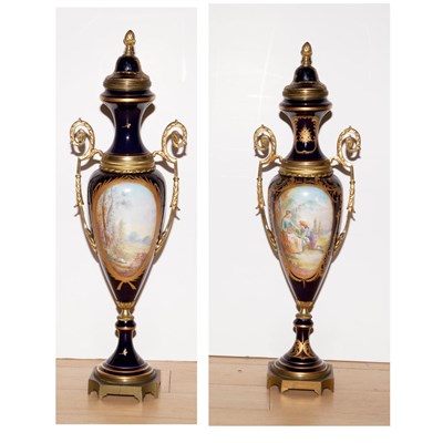 Lot 153 - Pair of Sevres Style Gilt-Metal Mounted...