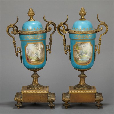 Lot 510 - Sevres Style Gilt-Bronze Mounted Porcelain...