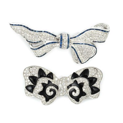 Lot 689 - Two White Gold and Diamond Bow Pins