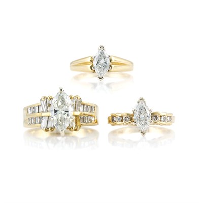 Lot 632 - Three Gold and Diamond Rings