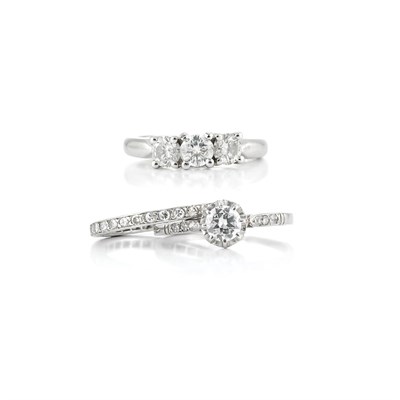 Lot 792 - Two Diamond Rings and Guard Ring