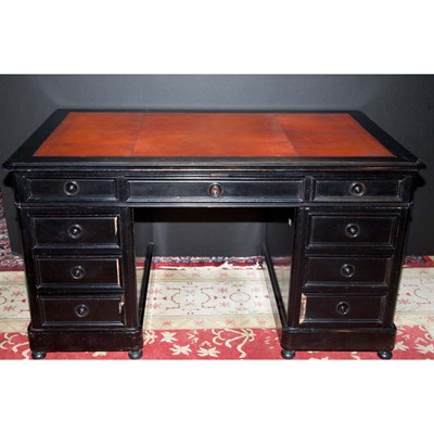 Lot 121 - Victorian Leather Inset Black Painted...