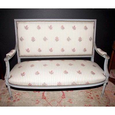 Lot 322 - Louis XVI Style Painted Canape Length 58 inches.