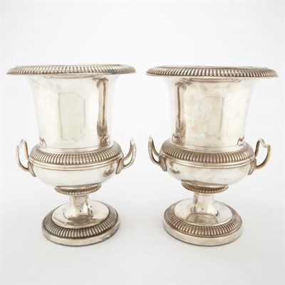 Lot 302 - Pair of Silver Plated Wine Coolers Height 12...