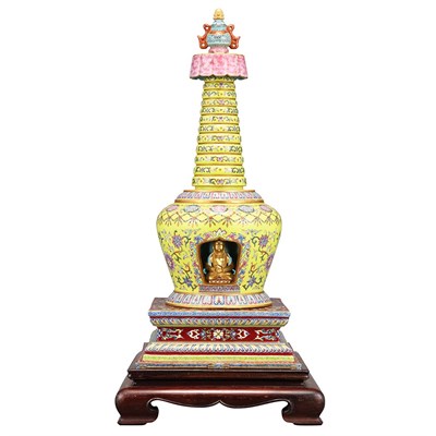 Lot 624 - Chinese Famille Rose Glazed Porcelain Buddhist...