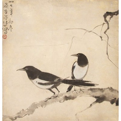 Lot 625 - Xu Beihong 1938 Magpies Signed 1938 Hong Kong...