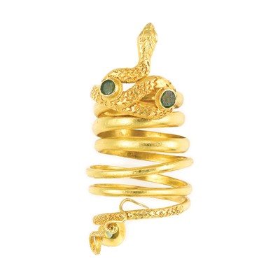 Lot 140 - Gold and Emerald Snake Ring, Zolotas