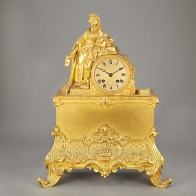 Lot 798 - Louis Philippe Gilt-Metal Figural Mantel Clock...