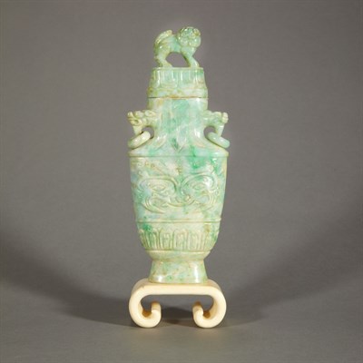 Lot 522 - Chinese Jadeite Covered Vase 19th Century The...