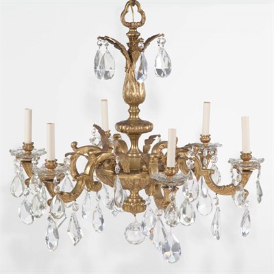 Lot 318 - Louis XIV Style Gilt-Metal and Glass Six-Light...