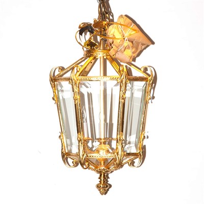 Lot 315 - French Gilt-Metal and Glass Three-Light...